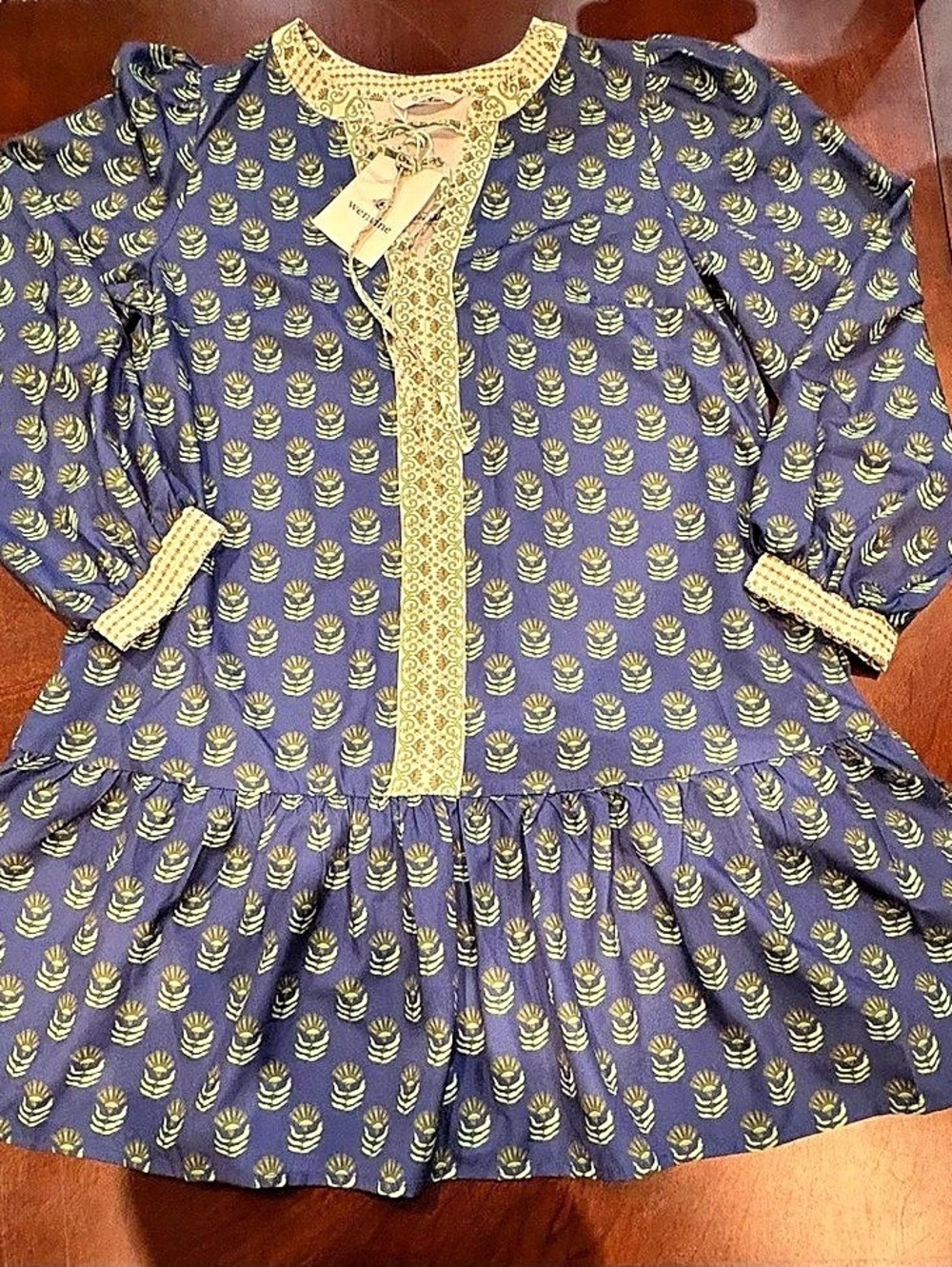 Wenrine Women's Summer Button Down Shirt Dress Floral Puff Short Sleeve Floral S